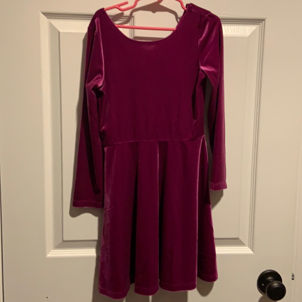 Velour Purple Long Sleeve Dress